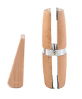 Wooden Jewelry Clamp Tool With Round And Flat Jaws For Holding Rings And Small Parts Ideal For Jewelry Repairs And Crafting Projects Perfect For Beading Ring Sizing And Precise DIY Work Pro Grade, wooden wedge shown