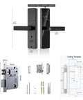 Heavy Duty Smart Door Lock With Fingerprint Reader And Backlit Keypad Keyless Entry Electronic Deadbolt For Home showing dimensions and components.