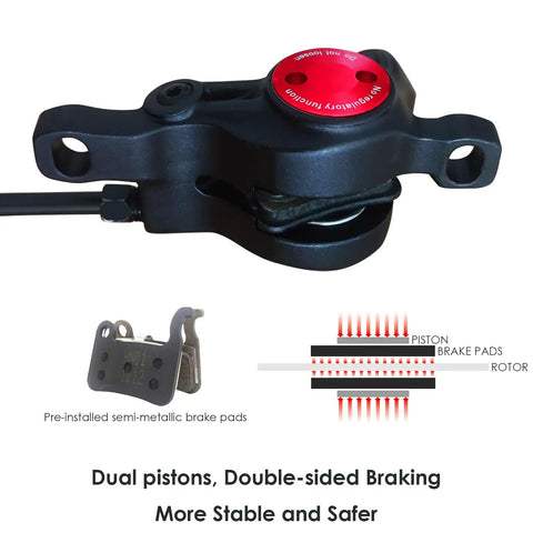 Ebike Hydraulic Brake Upgrade Kit With 160Mm Rotors 2/3 Pin waterproof caliper showing dual pistons and brake pads