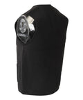 Side view of black Electric Heated Vest With Three Temperature Settings Lightweight And Machine Washable Easy Care in Size M