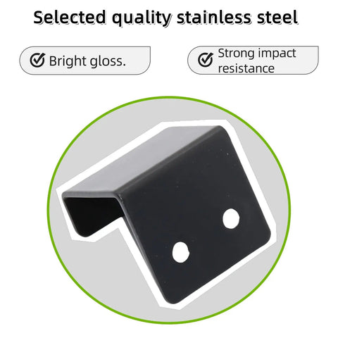 Badass Heavy Duty Thickened Stainless Steel J Hooks And Mirror Brackets Wall Mount Clamps close-up showing black finish and mounting holes.