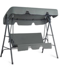 Outdoor Porch Swing With Adjustable Canopy And Durable Steel Frame On Heavy Duty Stand For Patio Backyard Or Garden