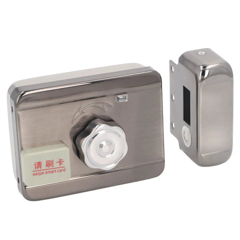 No Stress Keyless Door Deadbolt With Beast Mode Electronic Smart Lock Core brushed stainless steel housing for office security.