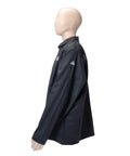 Profile view of Black Flame-Resistant 9 Oz Cotton Welding Jacket Delivers Breathable Comfort, Large Size, Shields Arms And Torso