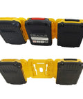 Heavy Duty Battery Holder Mounts 10 Pack For Workshop Organization With Included Hardware And Sturdy Abs Plastic Rack Compatible With 20V And 60V Cordless Tool Packs To Keep Your Bench Neat And Slick, displaying multiple battery packs mounted.