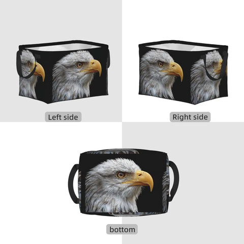 Super Roomy Polyester Storage Basket With Reinforced Handles Major Closet Organizer, 15x9.8 inches, featuring eagle design.