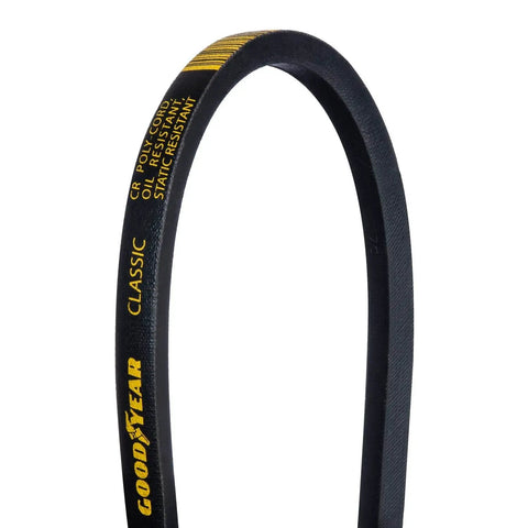 Classical Wrapped Industrial V Belt A47 4L490 For Heavy Equipment, 49 Inch Outside Circumference, black with yellow text