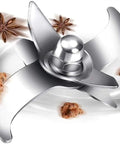 Pro Grade Electric Grain Grinder Mill High Speed Spice And Herb Grinder blade with star anise and nuts for superfine grinding.