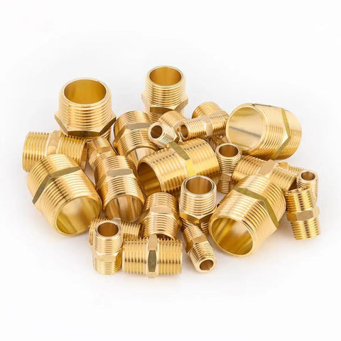 Pack of 100 1-Inch Male NPT Brass Nipples - Beefy Hex Pipe Fittings for Copper, Brass, Iron Piping, Corrosion-Resistant High Temp up to 250 F