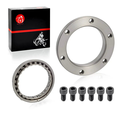 Hella Strong Starter Clutch Overrun Bearing And One Way Idler Clutch Assembly For Raptor Warrior Wolverine Big Bear Grizzly Kodiak Rhino ATV, includes housing and bolts.