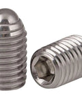 Premium 304 Stainless Steel Ball Plunger Set Screws Featuring A Slick Hex Socket And Burr Free Finish. Two plunger screws shown.