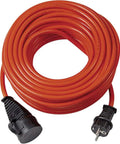 Hella Tough Outdoor Extension Cord 25 Foot Heavy Duty Power Cable For Yard Work, orange coiled cable with grounded plugs.