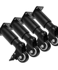 Four-pack Adjustable Sofa And Bed Leg Set With Caster Wheels, Cold Rolled Steel, for couch or desk stability, modern black finish