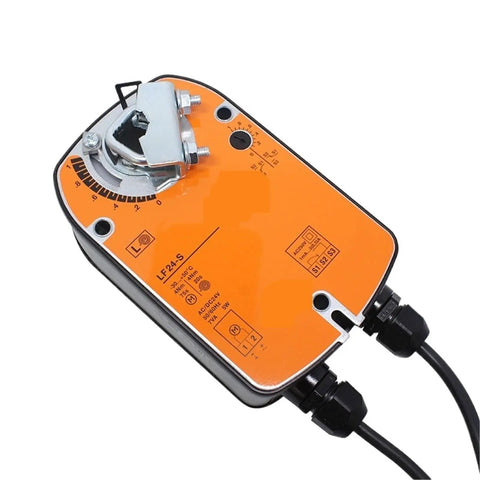 Real Deal 4 NM Rotary Actuator Assembly For Ventilation Drive AC DC 24V Smooth Operation heavy-duty actuator top view with wiring.