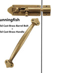 Solid Brass Vintage Drawer Pull Featuring Antique Copper Finish For Rustic Barn Doors And Kitchen Cabinets Heavy Duty Grabber Handle with barrel bolt.