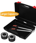 Kickass Portable Plastic Toolbox Organizer With Secure Lid For Hand Tools And Diy Crafts Featuring Hella Roomy Interior For Small Parts Storage On The Go Perfect For Workshop Tasks And Mobile Jobsites showing open toolbox with tools and storage space.