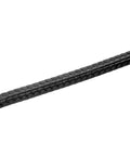 Close-up of black braided graphite compression packing, wire-reinforced, 3/8 in W x 3/8 in H, 25 ft length