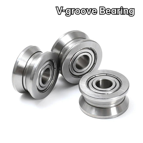Heavy Duty Deep Groove Ball Bearings With V Groove Rail Roller Design, LV20/8 ZZ Dual Sealed Construction, 8mm Bore By 30mm Outside Diameter And 14mm Width, showcasing three sealed ball bearings.