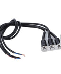 Three Button Motorcycle Handlebar Switch With Stainless Steel Headlight All In One Horn And Turn Signal Controls Left Side Mount 60cm Copper Wire Harness For Motorcycle ATV Dirt Bike Electric Bike Weatherproof, showing stainless steel buttons and copper wire harness on white background.
