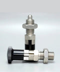Premium Professional Grade Aluminum Spring Plunger With Fine Thread Lock Pin And Rugged Grip Knob For Industrial Machinery Indexing And Rock Solid Positioning Hardware against a neutral background.