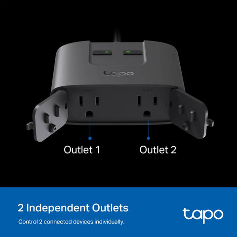 Rock Solid Outdoor Smart Plug With Dual Independently Controlled Outlets And Hella Reliable IP65 Weather Resistance For Seamless Matter Compatible Smart Home Automation And Voice Control showing two outlets and control buttons.