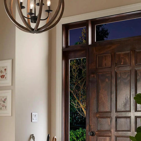 Killer Smooth Slide Dimmer Switch Antimicrobial Mold Resistant For Led And Bulbs in clean white wall plate by a wooden door.