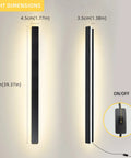 Modern No Fuss Plug In Long Wall Sconce 39 Inch Black Matte LED Wall Light 20W 3000K Warm White Acrylic Indoor Wall Lamp