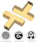Gold Stainless Steel Cabinet Handles Set Of 2 Single Hole Center Square Bar Cabinet Pulls for drawers and cupboards, 50mm length