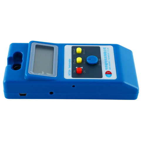 Handheld Surface Magnetic Field Gaussmeter With Ns Function And Metal Probe, Tesla Meter showing side buttons and display screen.
