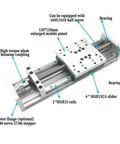 Badass Rigid Hgr15 Linear Guided Slide Table For X Y Z Cnc Rigs With Dead Silent Servo Motor And Polished Sf1610 Ball Screw Train locked in showing HGR15 rails and mobile panel.