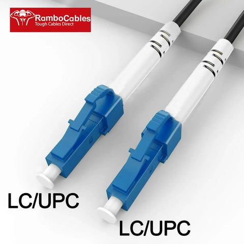 OS2 LC to LC Armored Fiber Patch Cable Single Mode 100FT with LC/UPC connectors on both ends for durable networking.