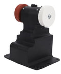 Cordless Mini Bench Grinder With Dual Grinding Discs And Kickass Copper Motor For Heavy Metalworking And Smooth Sharpening Zero Plug Hassle Portable Power Tool close-up, black base and dual discs.