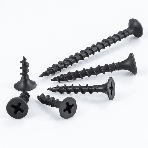 Black Drywall Screws Kit Size 6 With Phillips Head Coarse Thread Fasteners For Drywall Wood Slate Iron Construction Self Tapping