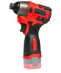 Reliable Daily Driver Cordless Brushless Electric Drill With Metal Ratchet Chuck And 17 Volt Battery Pack and Heavy Duty Impact Tool side view.
