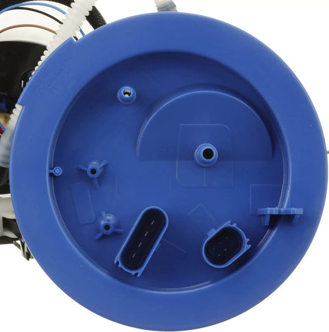 Heavy Duty OE Replacement Fuel Pump Module Assembly Fits Chevy Silverado Sierra Tahoe Suburban bottom view with connector ports.