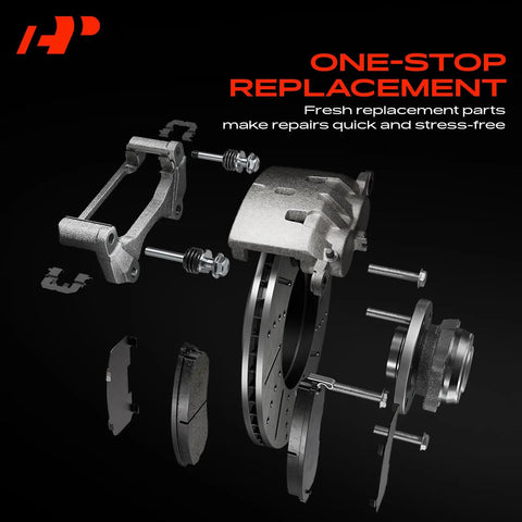 High Performance Front Side Disc Brake Hardware Kit Compatible With Dodge Dakota 2003-2004 Premium Steel Set For Smooth Stopping And Reliable Long Lasting Durability On The Streets, exploded view