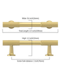 10 Pack 3 Inch Brushed Gold Cabinet Handles Modern Kitchen Drawer Pulls Heavy Duty Metal Hardware With A Knockout Finish Straight Up Premium Quality For Renovations And Remodels dimensions shown with 4.3 inch length and 0.6 inch width.