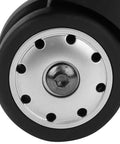 Close-up of A88 Multi Hole Wheel Replacement Set For Small Black Trolley Suitcases Universal Caster Wheels Constructed From PP And PET