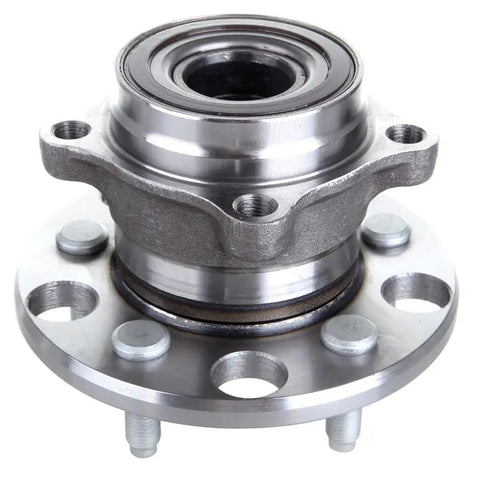 Heavy Duty Rear Wheel Bearing And Hub Assembly Pair Featuring Five Lug Bolts Built Damn Tough For Zero Hassle Drop In Fitment On Your Lexus GS300 GS460 Or RC F close-up view showing bearing and flange details.