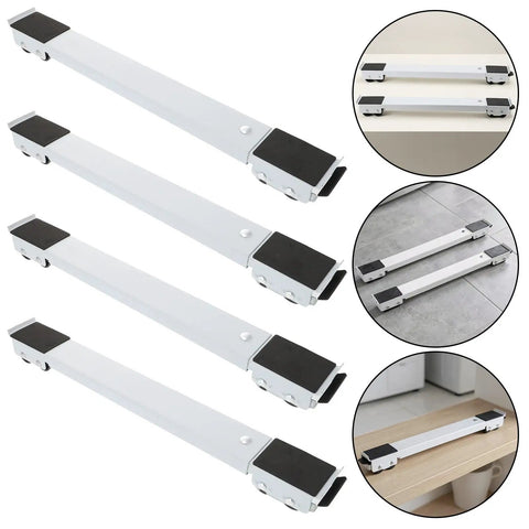 Heavy Duty Steel Appliance Rollers And Extendable Furniture Sliders Set Of Four shown from multiple angles on various surfaces.