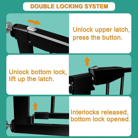 Narrow Baby Gate For Doorways And Stairs 24.5 To 28.3 Inch Wide Pressure Mounted Walk Through Child Safety Gate With Double Lock System