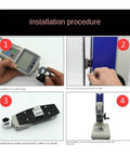 Installation procedure for Badass Digital Force Gauge Tensile Compression Test Bench, showcasing each step with tools.