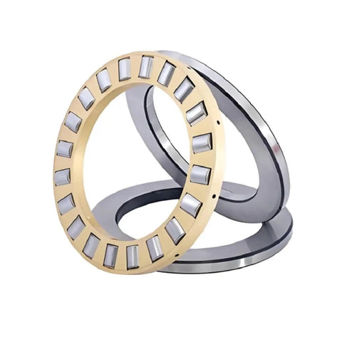 Top Shelf Rock Solid Cylindrical Roller Thrust Bearing Heavy Industrial Parts High Load Capacity Smooth Gearbox Operation Low Friction Precision Workhorse 81112M displayed from multiple angles.