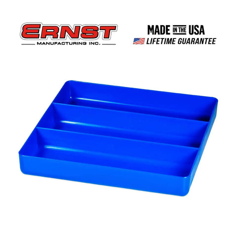 Stackable Toolchest Organizer Tray In Blue With Three Compartments For Mechanics, Electricians, Plumbers And DIYers Heavy Duty Made In The USA