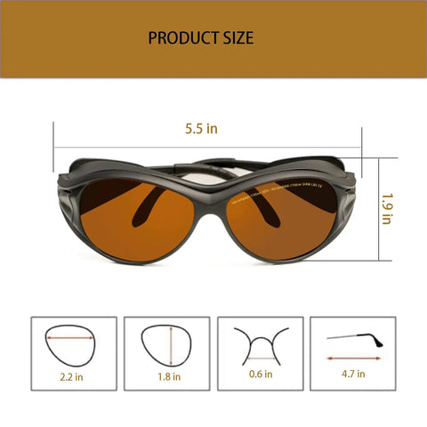 Top Notch Laser Safety Glasses Featuring Killer OD5+ Protection Shielding Eyes From Harmful UV Blue Green And YAG Rays Unisex Fit 5.5in wide.