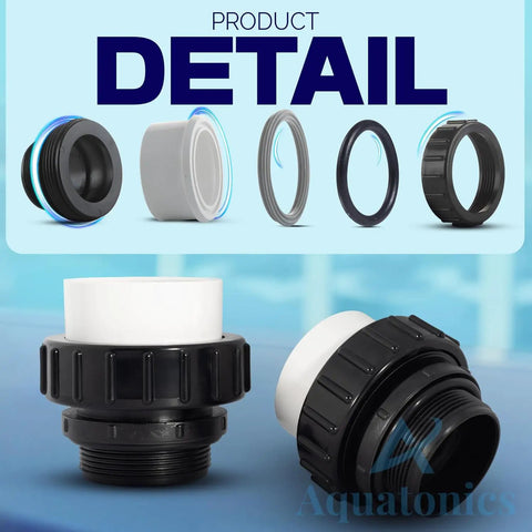 Hi Temp 2 Inch PVC Union 2 Pack For Pool Pumps, threaded connectors and components, universal fit with Whisperflo Intelliflo