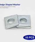 10 Pack 1/2 Inch Beveled Square Washers Steel Wedge Fasteners level your build with two zinc coated square washers.
