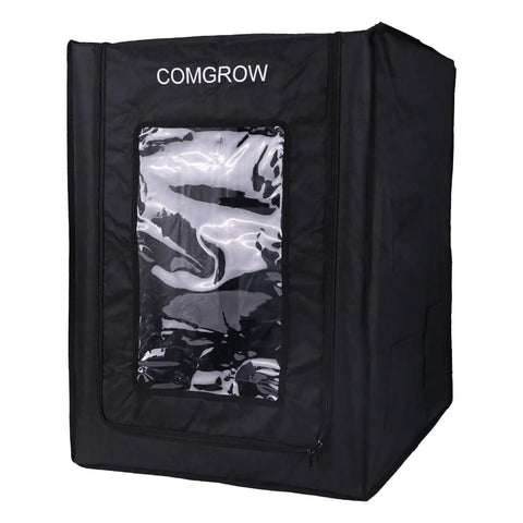 Heavy Duty 3D Printer Enclosure Cover That Keeps Your Workshop Chill And Safe With Straight Up Fireproof Dustproof Shield For Smooth Daily Prints And Stable Heat Zero Stress Guaranteed, black fabric with clear window.