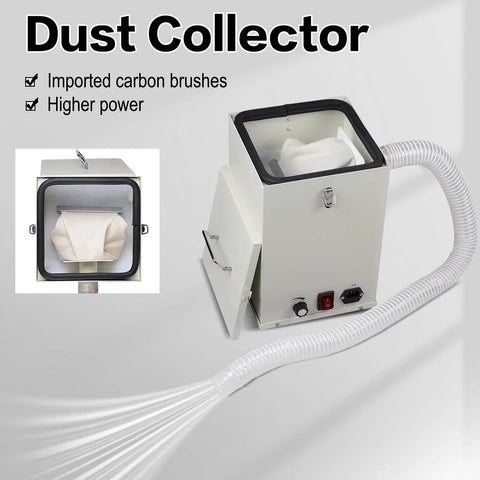 Heavy Duty 1000W Dust Collector With Dual Impeller Beast Shop Vacuum For Dental Labs And Maker Spaces showing a compact unit with a white hose.