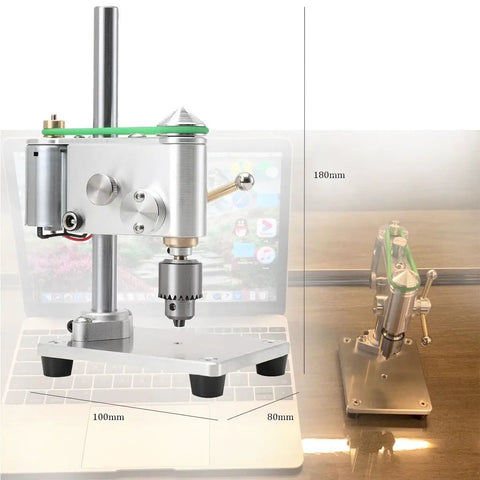 Mini Drill Press With Variable Speed Benchtop Portable Drill Press on a laptop, showing device dimensions and details
